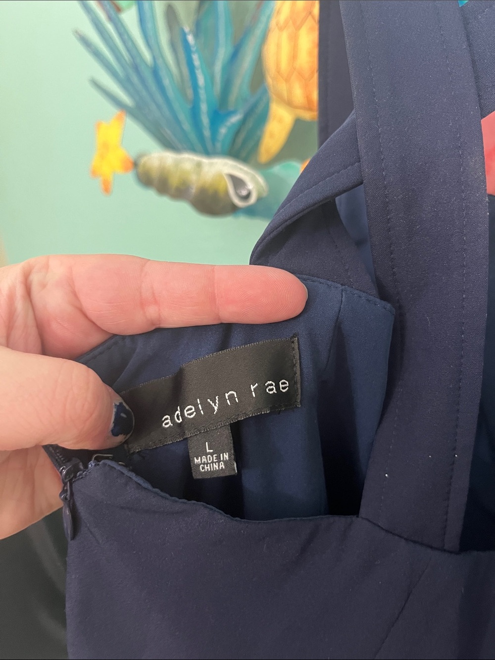 Adelyn Rae Navy Jumpsuit with Front Buttons - Picture 6 of 7